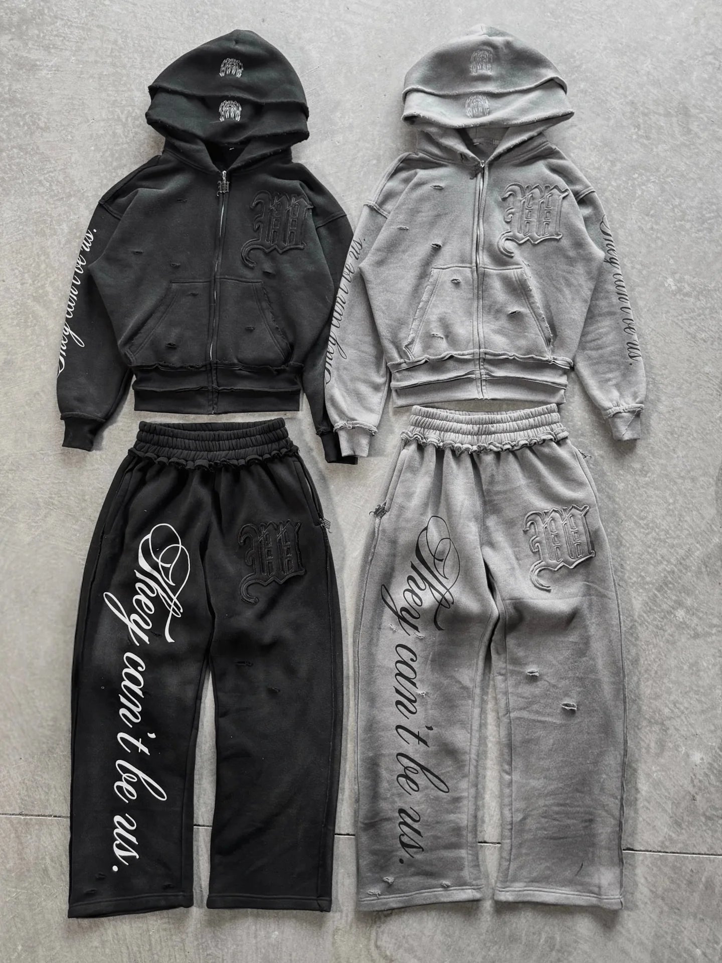 Y2K Punk Pink Hooded Tracksuit Set With Embroidered Patches