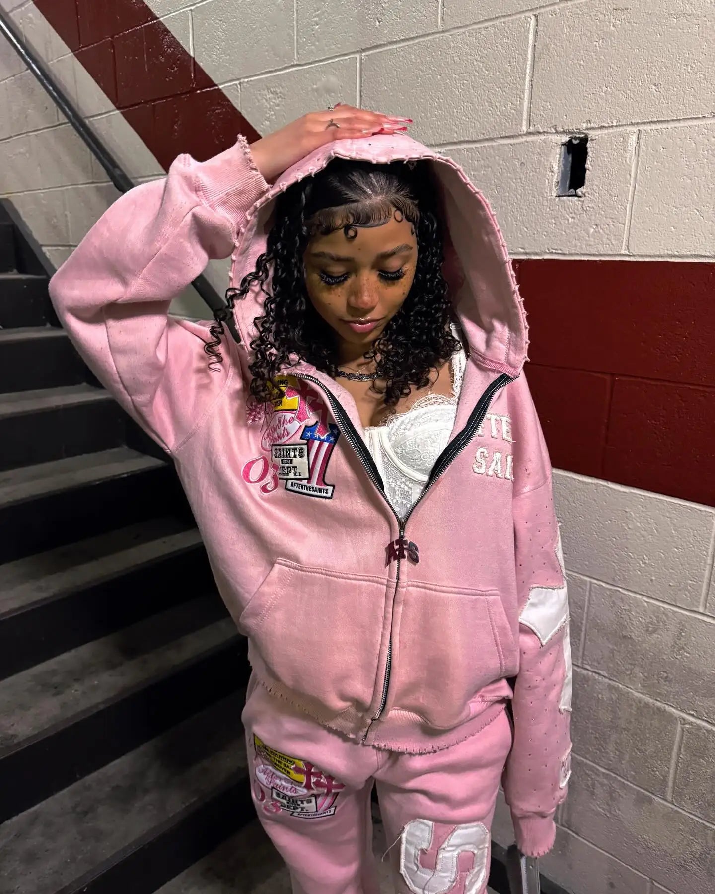 Women’s Y2K Pink Hoodie And Flare Sweatpants Set