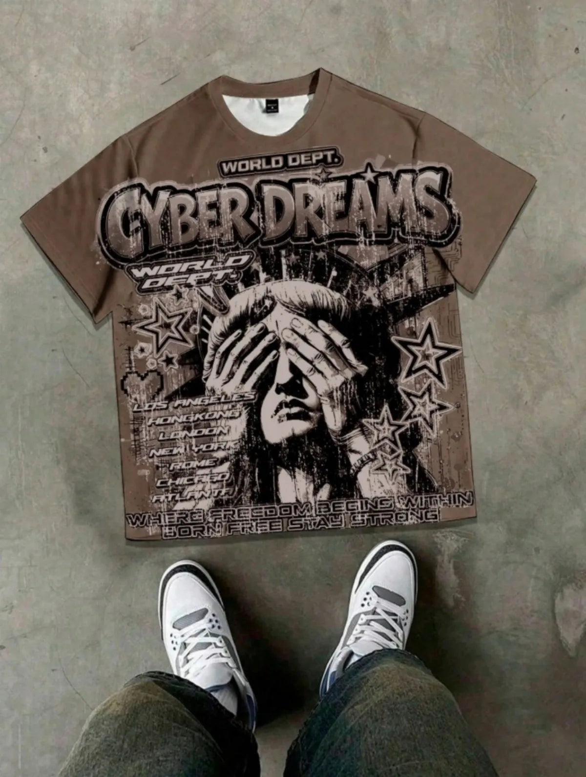 Men's summer Statue of Liberty Gothic T-shirt, soft and comfortable, round neck, suitable for everyday wear. - ＤＡＥＬ