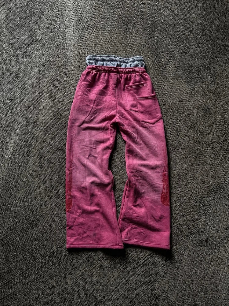 Unisex Wide Leg Streetwear Pants With Embroidery Print