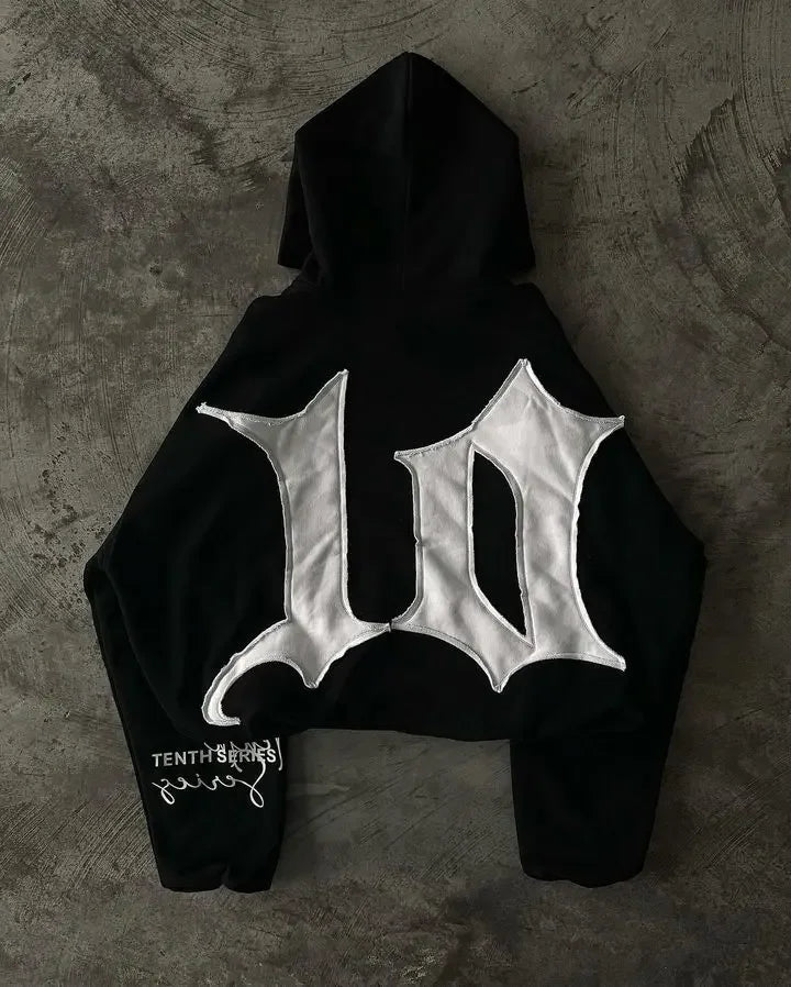 Oversized Y2K Black Hoodie - Effortless Gothic Streetwear