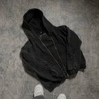 Floral Embroidered Zip-Up Streetwear Hoodie - ＤＡＥＬ