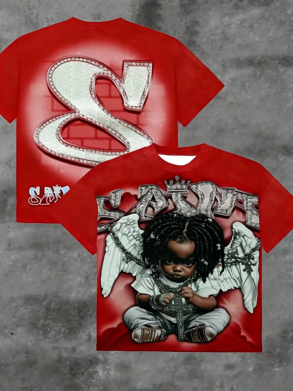 Men's summer t-shirt, small angel design, soft and comfortable, round neck, suitable for outdoor wear. - ＤＡＥＬ
