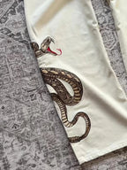 Retro Snake Embroidered Straight Leg Streetwear Jeans - ＤＡＥＬ