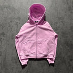 Floral Embroidered Zip-Up Streetwear Hoodie - ＤＡＥＬ