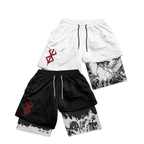 Sport Shorts Men 2 in 1 Gym Jogging Running Training Workout Shorts 3D Anime Berserk Breathable Beach Double-Layer Shorts Mens - ＤＡＥＬ