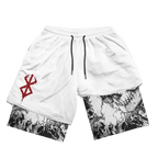 Sport Shorts Men 2 in 1 Gym Jogging Running Training Workout Shorts 3D Anime Berserk Breathable Beach Double-Layer Shorts Mens - ＤＡＥＬ